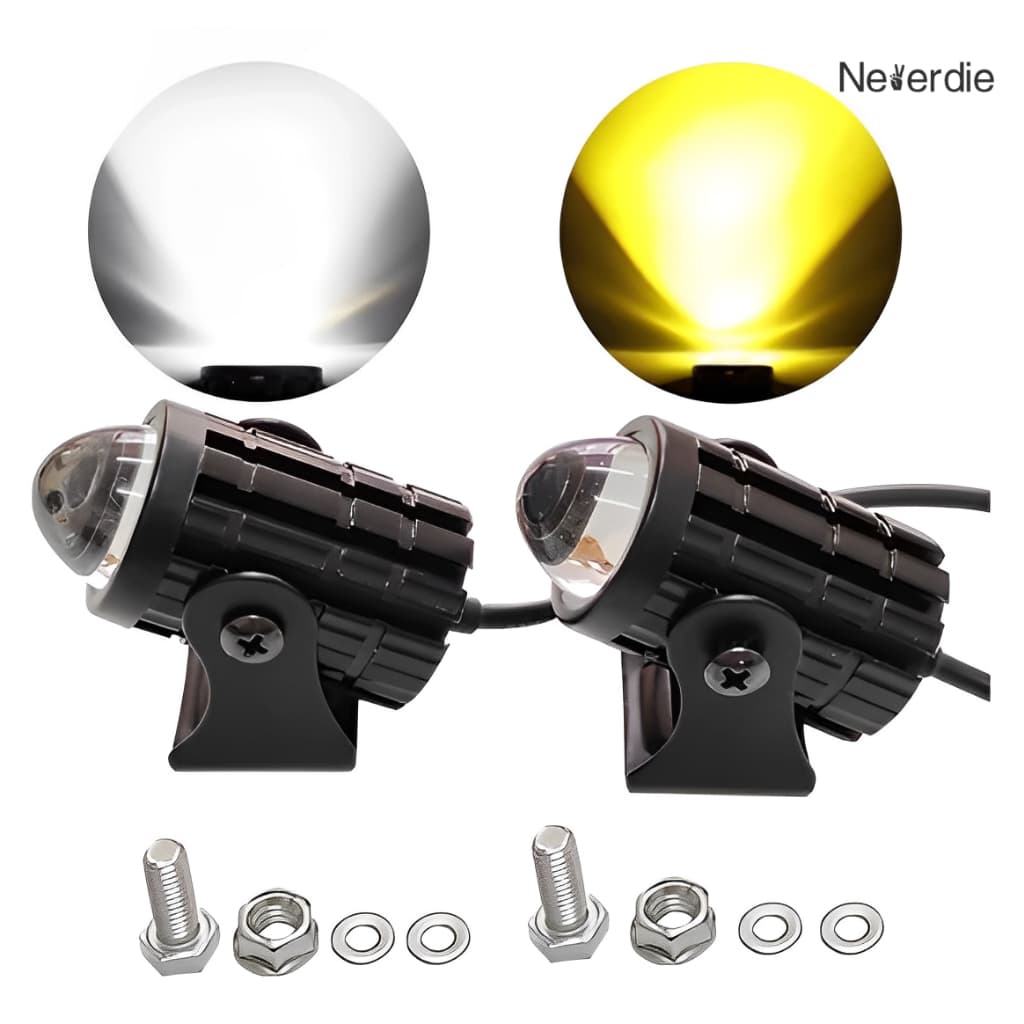 Par Farol Milha Moto Branco/amarelo Led Auxiliar 60w
