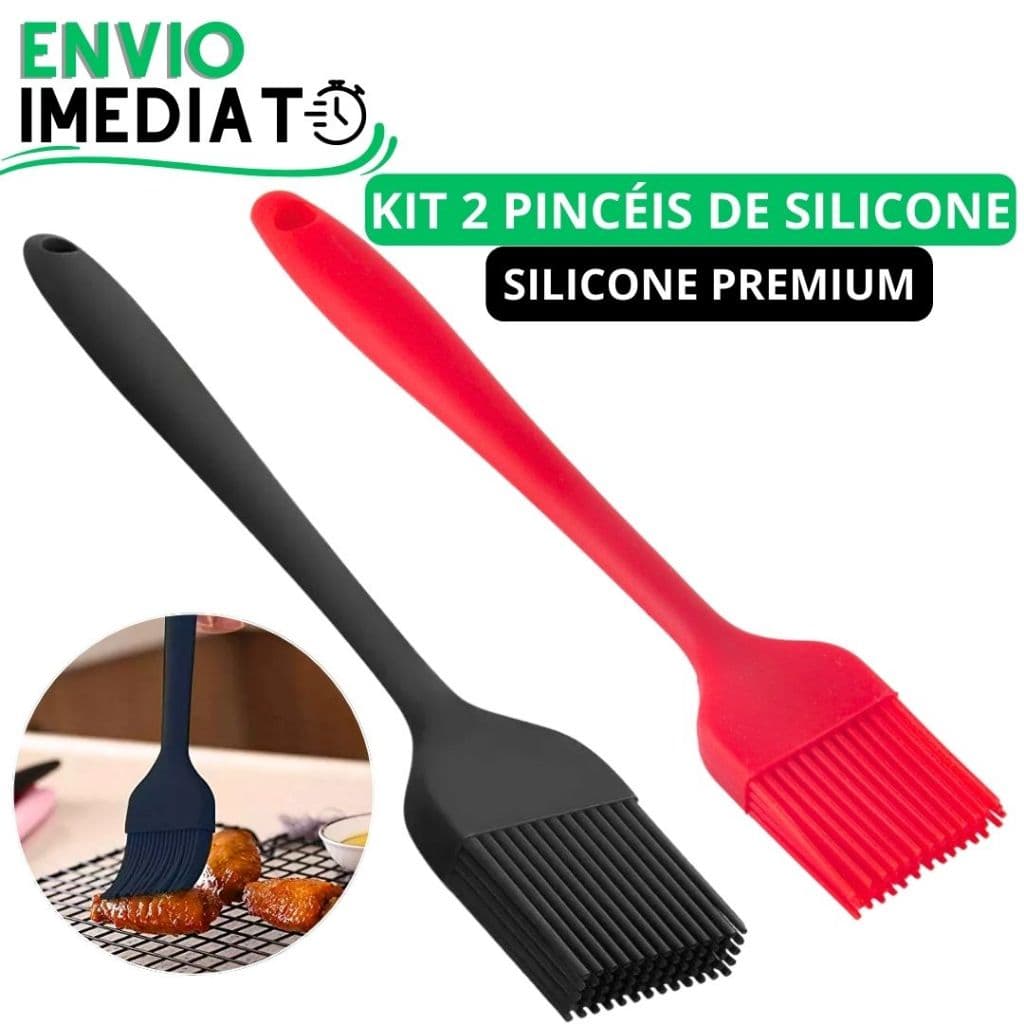KIT 2 Pincel de Silicone Antiaderente 26cm GRANDE Para Casa Cozinha Restaurante Buffet Bolo Confeitaria Oleo Carne Massa