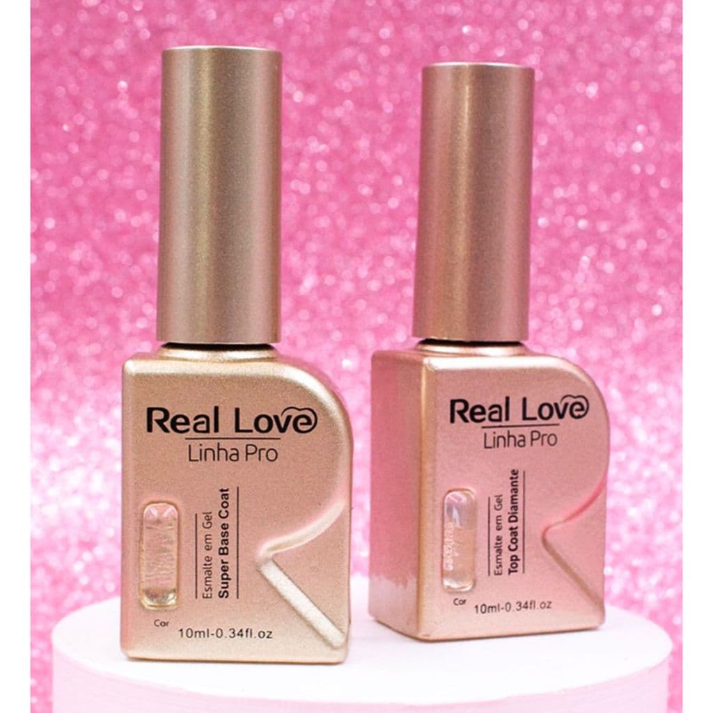 SUPER Base Gel Top Coat DIAMANTE Blindado Real love 10ml LINHA PRO