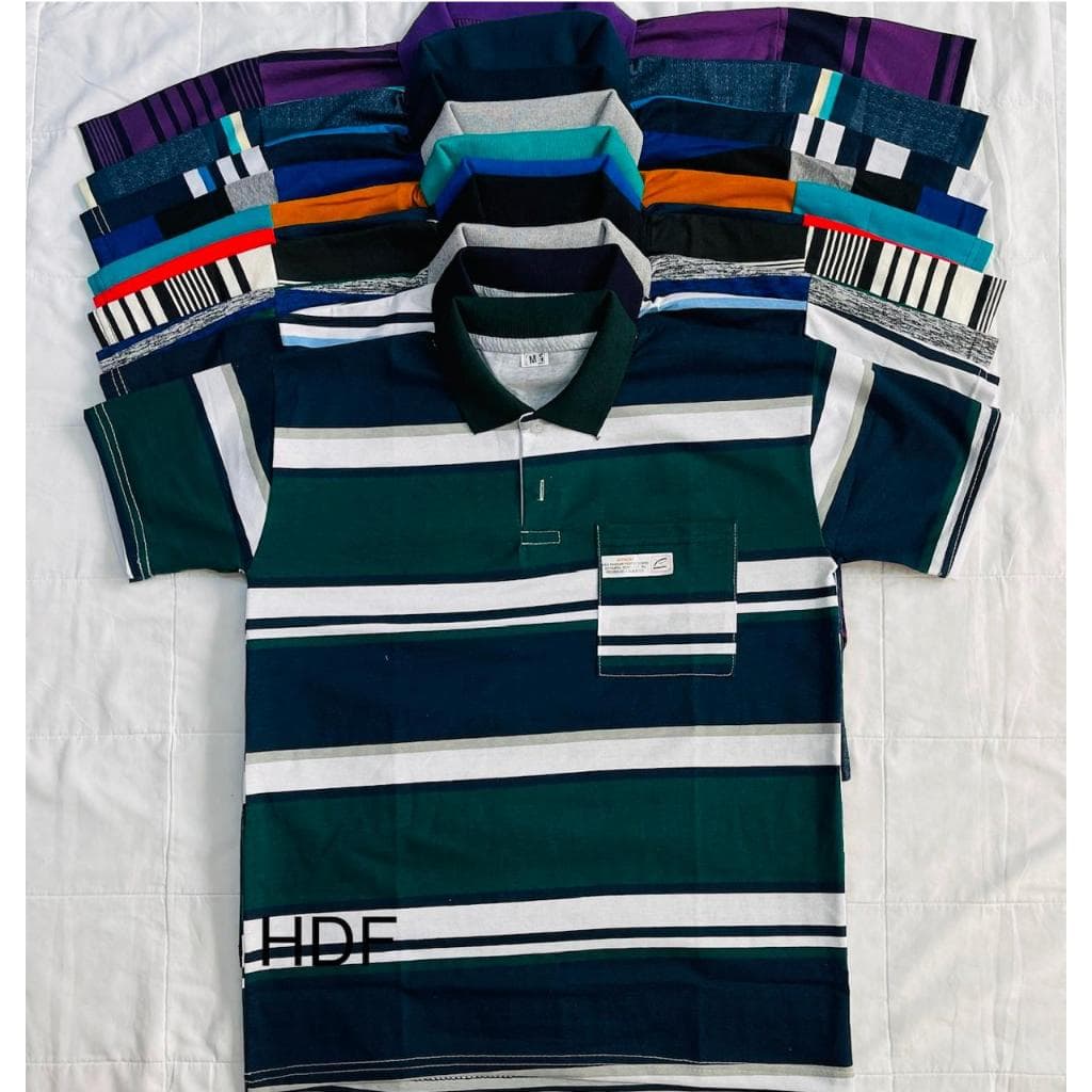 kit 2 Camisas masculina Gola polo plus size Listrado 100% algodão