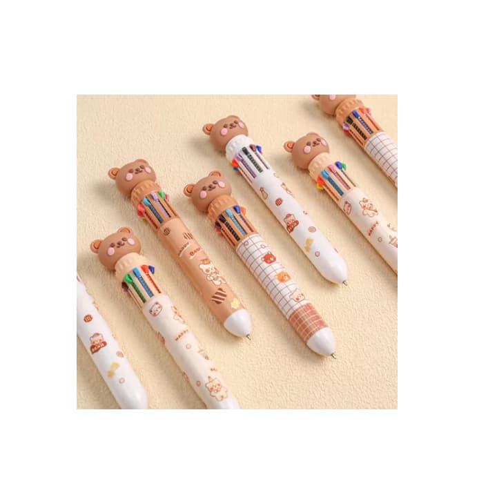 Caneta urso 10 cores fofinha