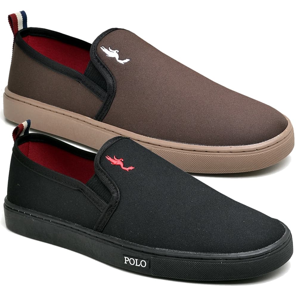 Kit 2 Tênis Masculino Casual Mocassim Slip On Sapatênia Iate Polo Blu
