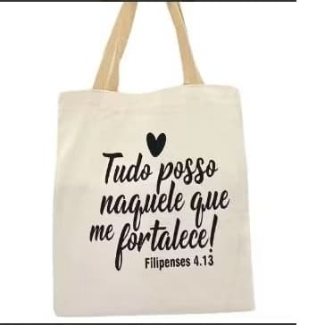 Bolsa Ecobag 100% algodão Branca Tudo posso
