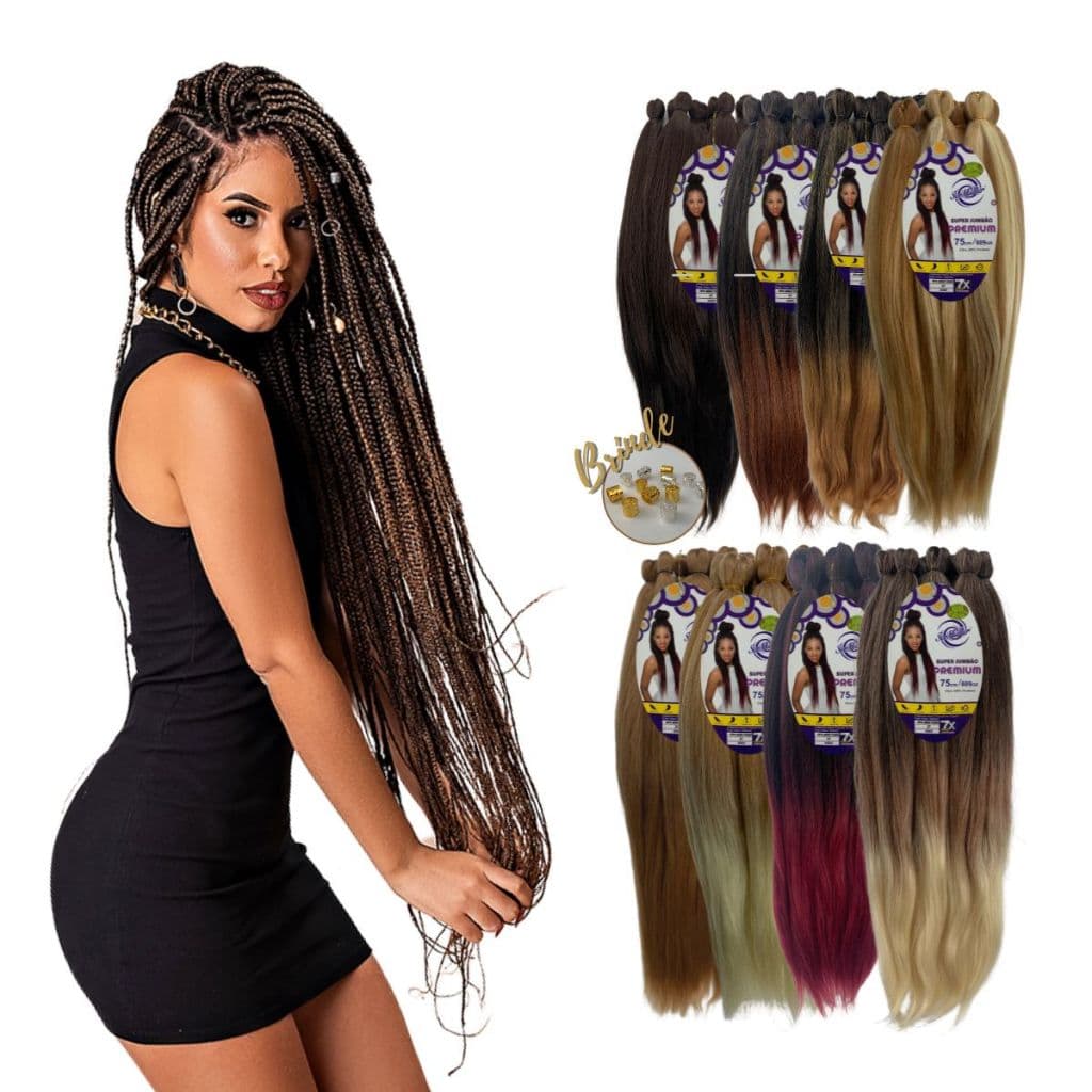 Jumbão Premium Ser Mulher 609g Cabelo Para Tranças Box Braids 75cm Pontas Finas Super Leve