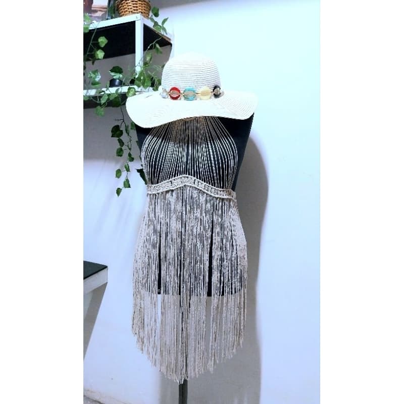 Vestido Macramê, Sobreposiço, Vestido Saida de Praia Moda verão, Vestido Crochê.