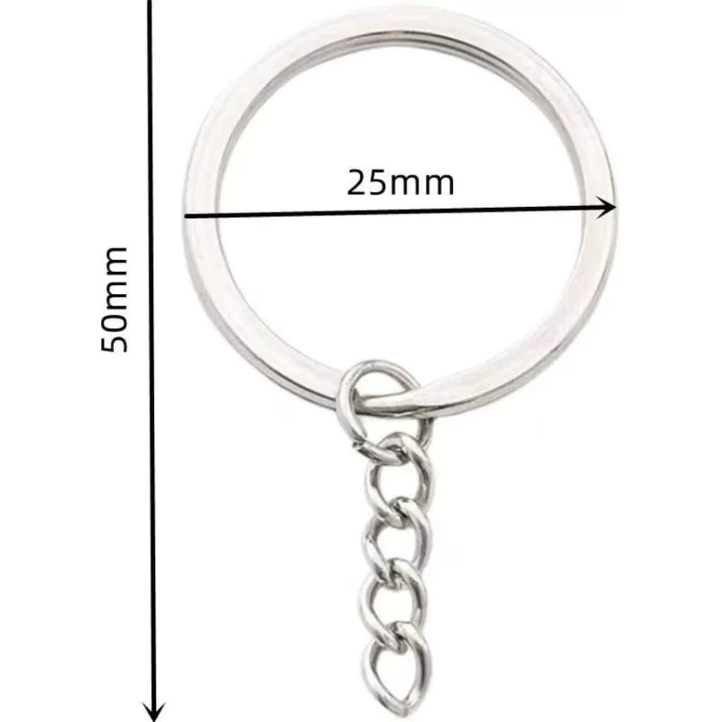 kit 10/20/50 Argola Forte 2,5cm Chaveiro Tipo Italiano com Corrente prata