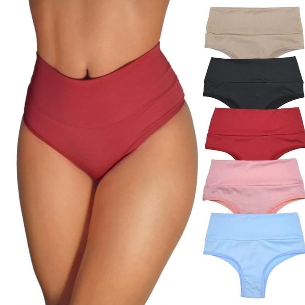 Kit 2 Calcinha cós alto segura barriga Cinta Modeladora Feminina calcinha cintura alta
