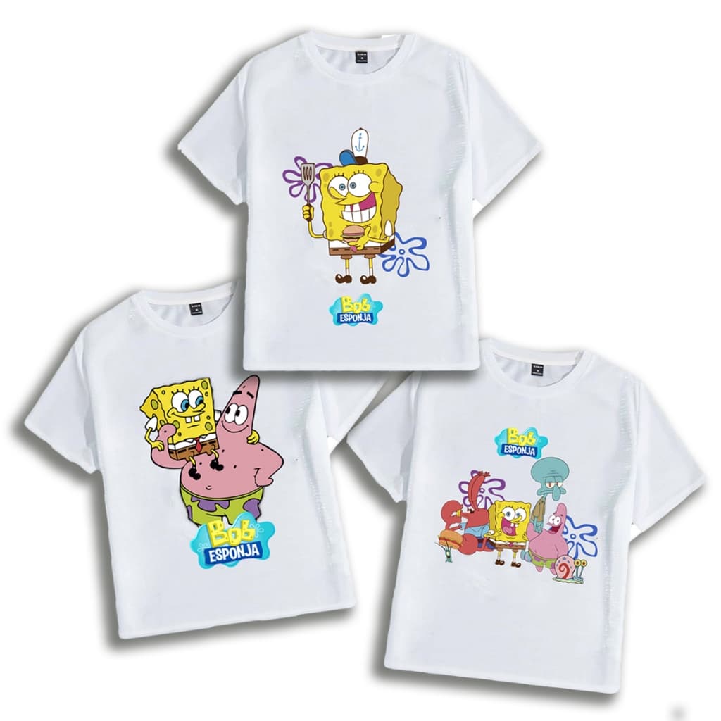 Bob Esponja Camiseta Infantil 2 ao 12 Fantasia Patrick Aniversário