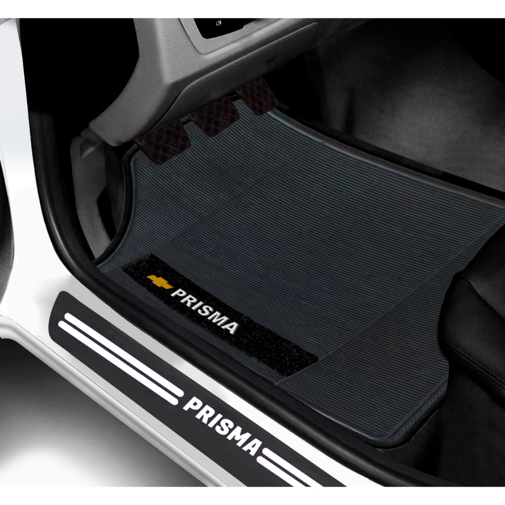 COMBO: 4 TAPETES E SOLEIRAS PERSONALIZADA PRISMA CHEVROLET UNIVERSAL PARA PORTA DE CARRO
