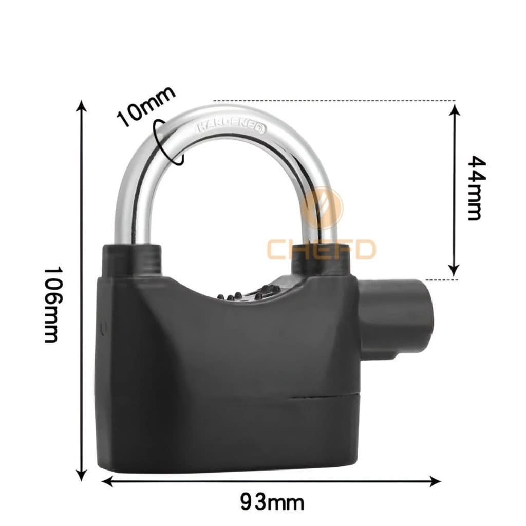 Cadeado com Alarme Sonoro 110dB Resistente – Proteção para Motos, Bicicletas e Portões.