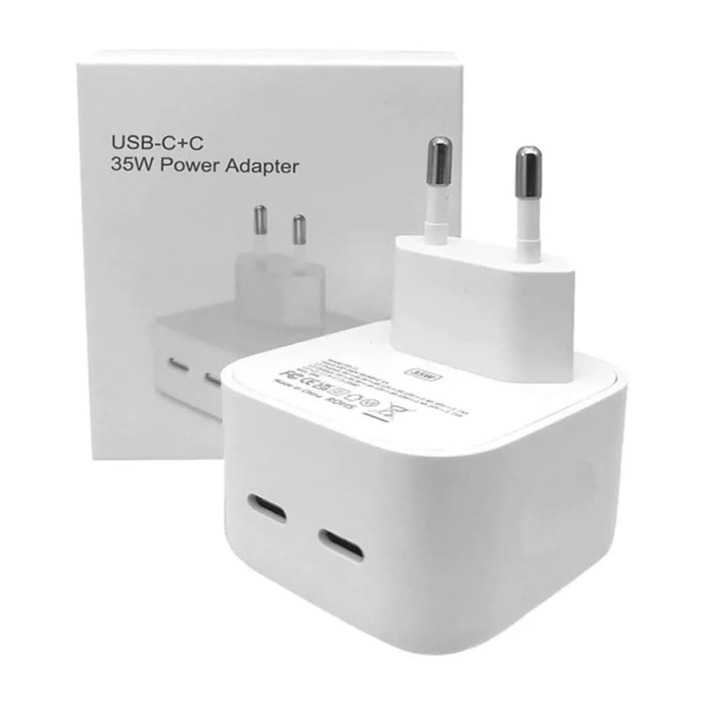 Adaptador Turbo Duplo USB C+C 35W Power Adapte Compatível Fonte Carregador  Ultra Rápido