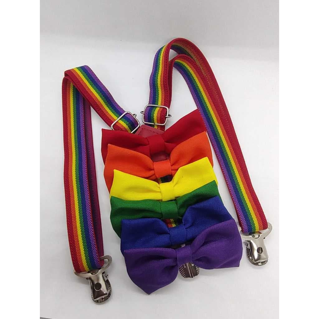 Kit Suspensório Gravata Adulto Colorido Lgbt Festa
