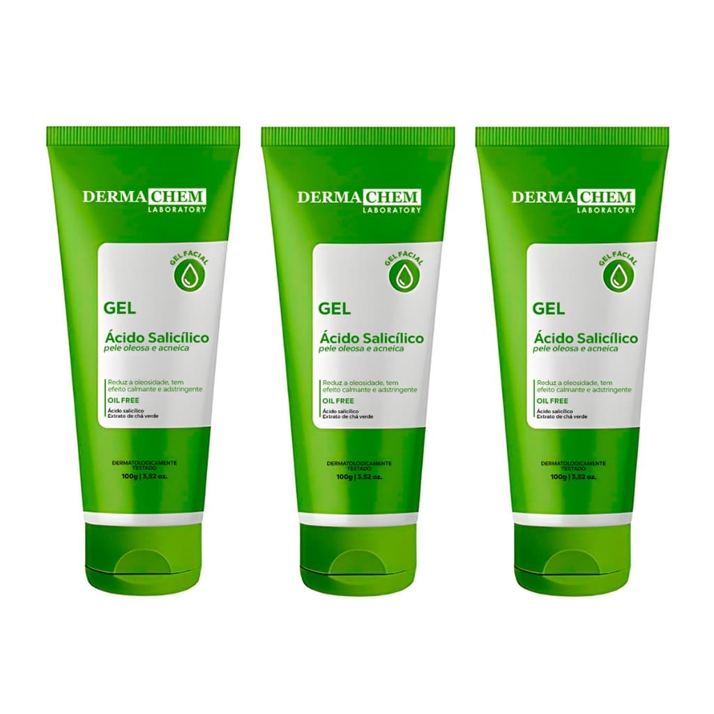 Dermachem Kit 3un Gel Facial Antioleosidade 100g - Peles Oleosas e Acnes