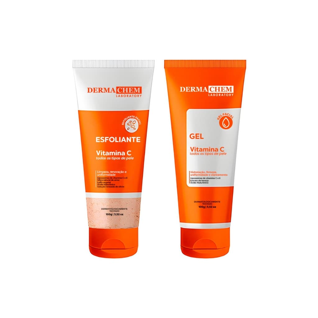 Kit 2un Dermachem - Gel Hidratante + Gel Esfoliante - Vitamina C - Hidratação e Limpeza Para Pele