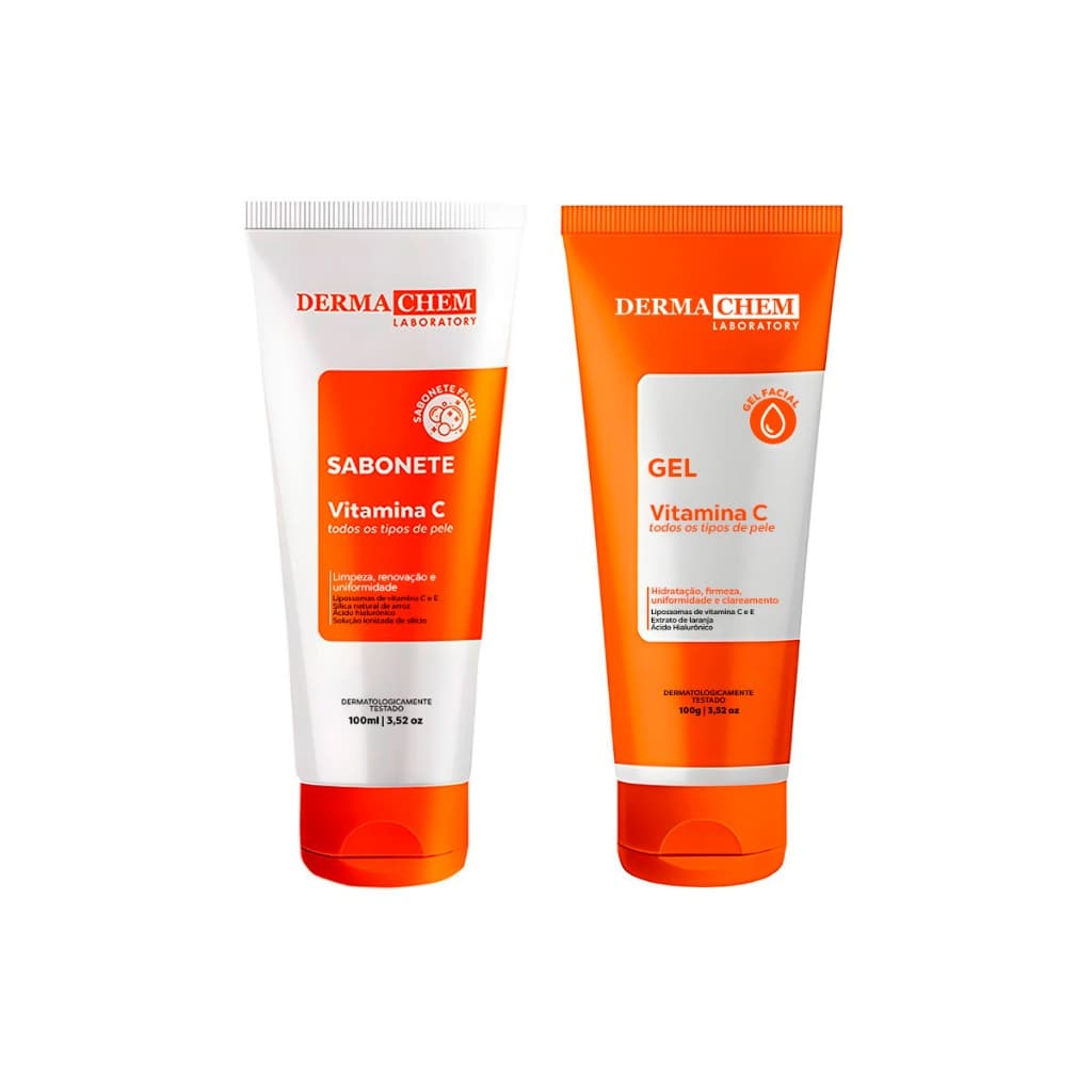 Dermachem Kit 2un Vitamina C - 1un Sabonete Facial + 1un Gel Hidratante - Hidratação e Limpeza