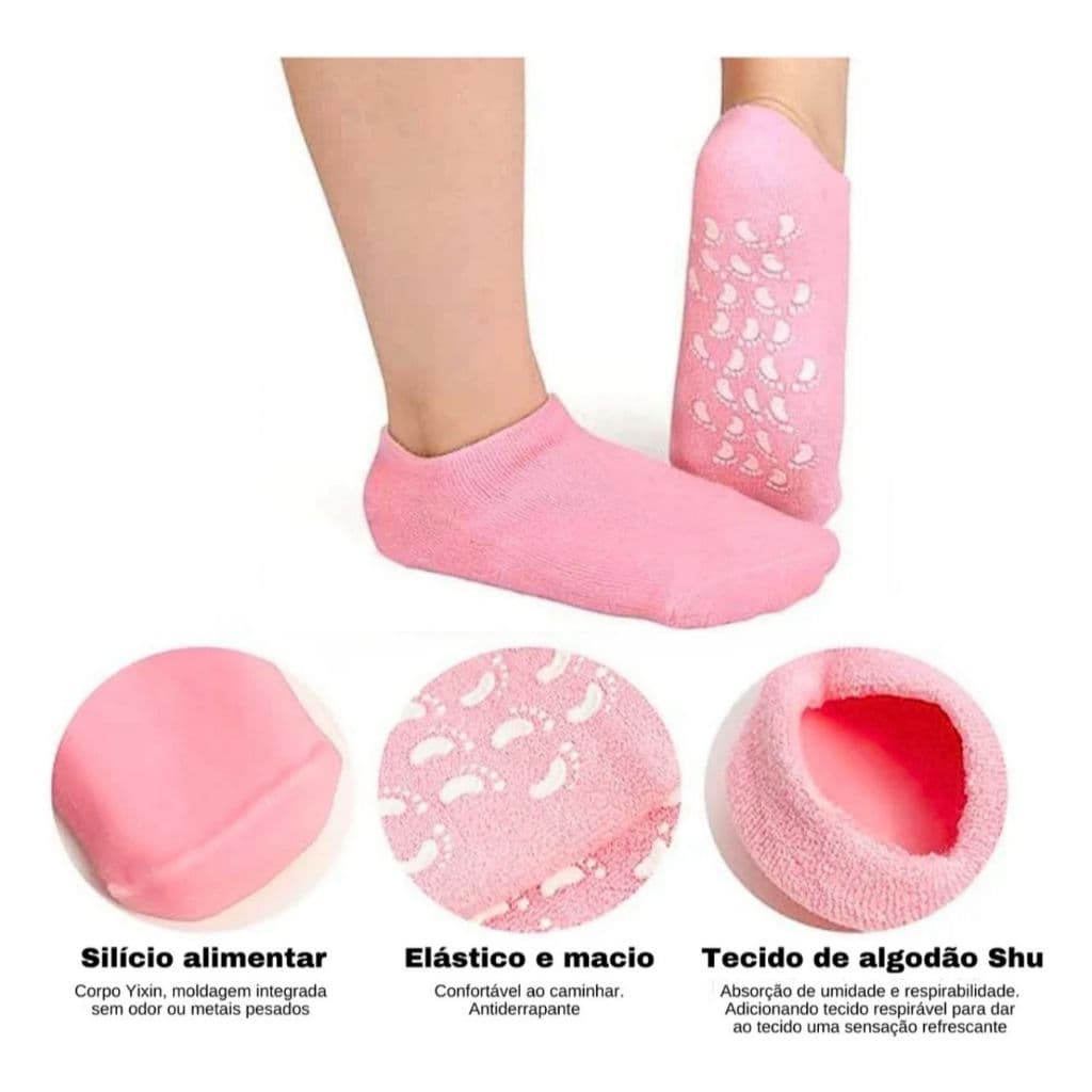 Par De Meias Hidratante Hipoalergênico em Gel - Maciez e Conforto Garantidos P.QIU