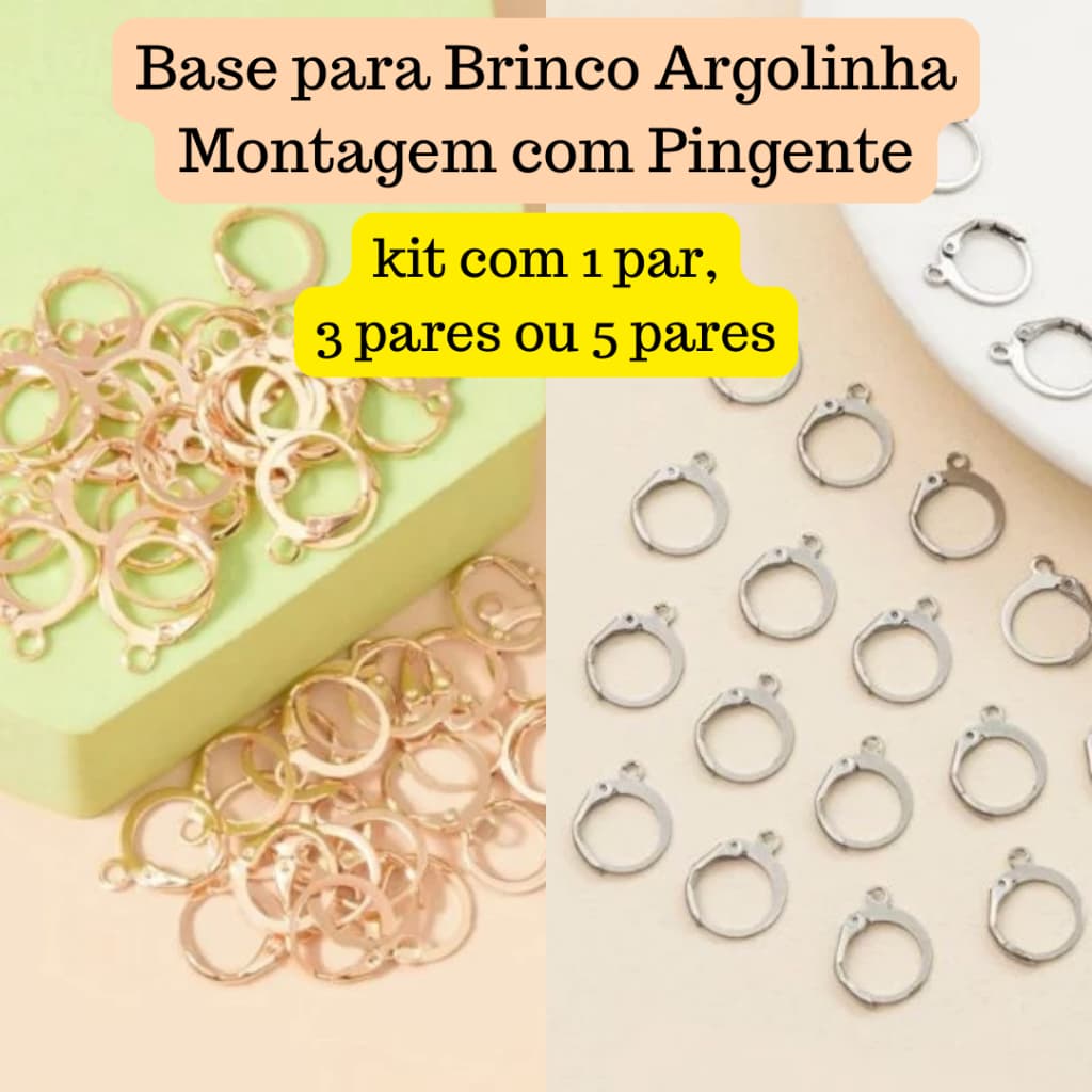 Base Ouro para Brinco c/ 1,3,5pares Argolinha - Folheado Ouro 18k Antialérgico 10 milésimos