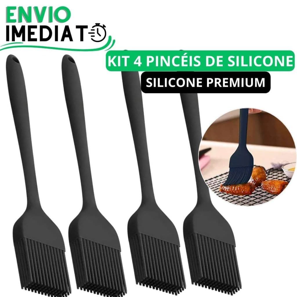 KIT 4 Pincel de Silicone Antiaderente 26cm GRANDE Para Casa Cozinha Restaurante Bolo Confeitaria Oleo Carne Massa