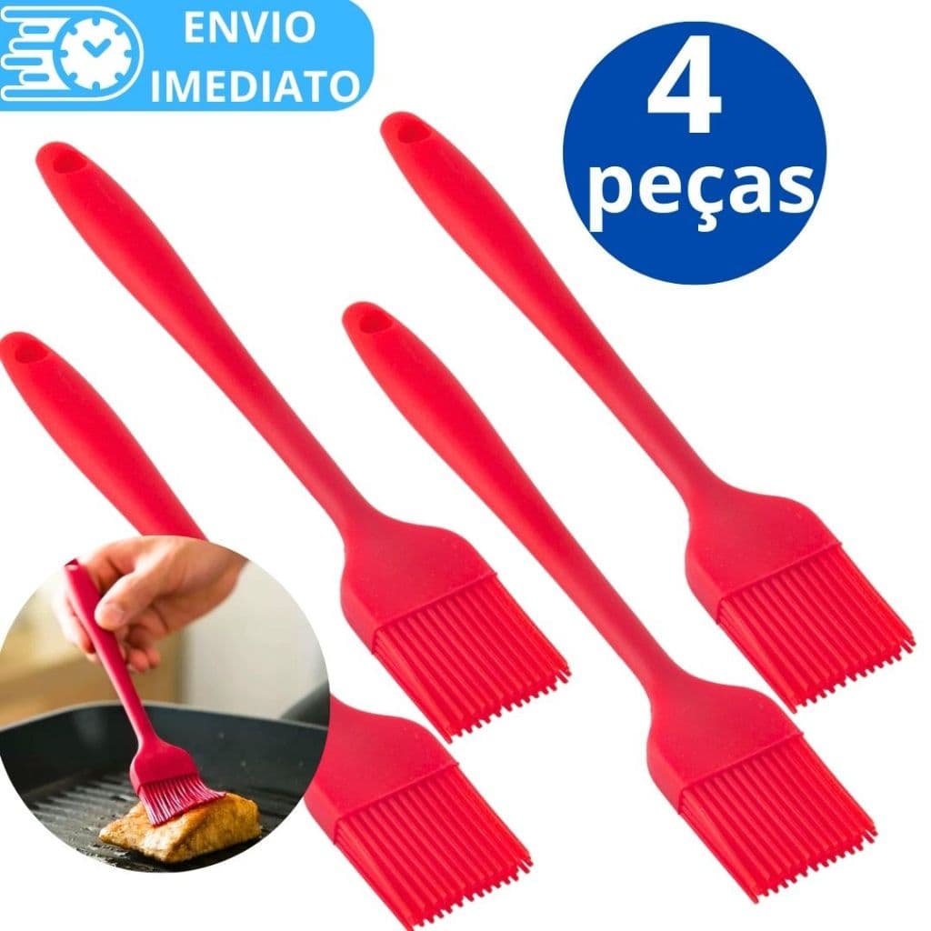 KIT 4 Pincel de Silicone Antiaderente GRANDE Para Casa Cozinha Doceria Restaurante Confeitaria Oleo Carne Massa Bolo