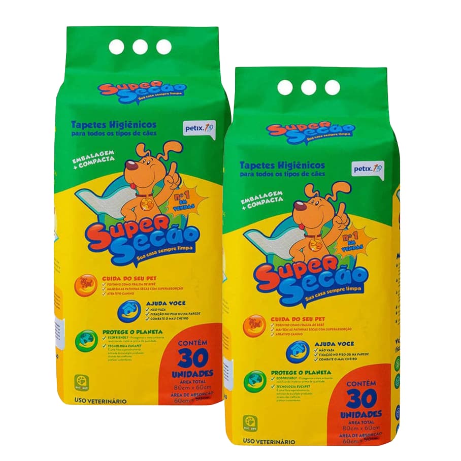 Tapete Higiênico super secão 80x60 com 30 un COMBO COM 2