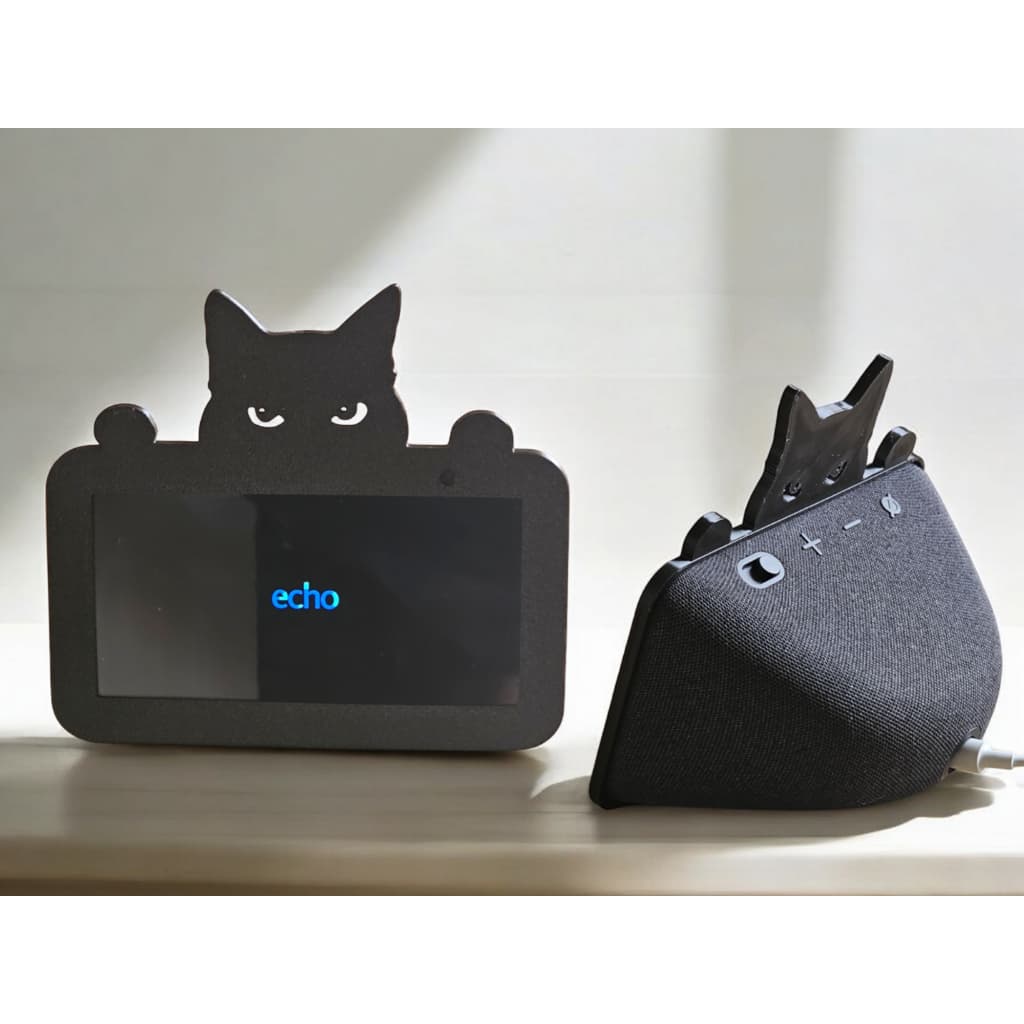 Suporte Alexa Echo Show 5 3° Geração tema Gatinho Curioso - Escultura Presente, decoração criativa