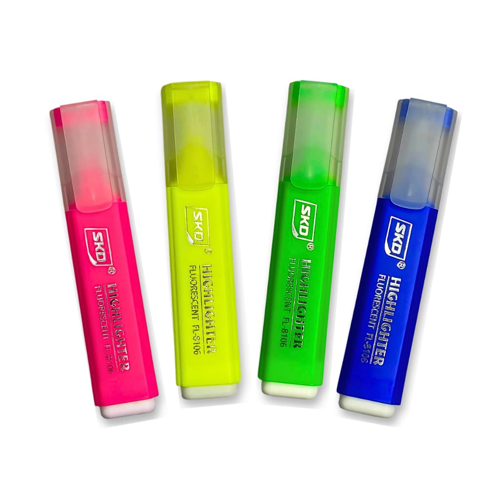 Kit 4 Canetas Marca Texto Neon - Cores Vibrantes | Rosa, Verde, Azul e Amarelo