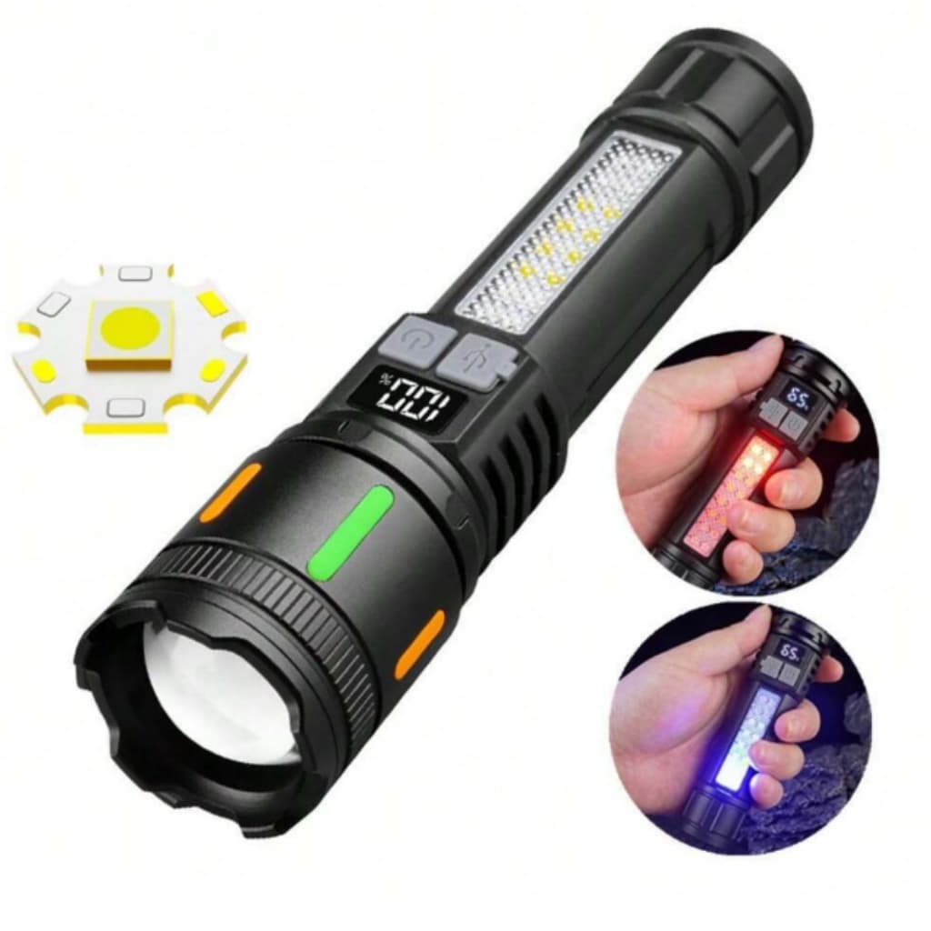 Lanterna Tatica Led V3 Foco Redondo Com Luz Polical Sirene LED