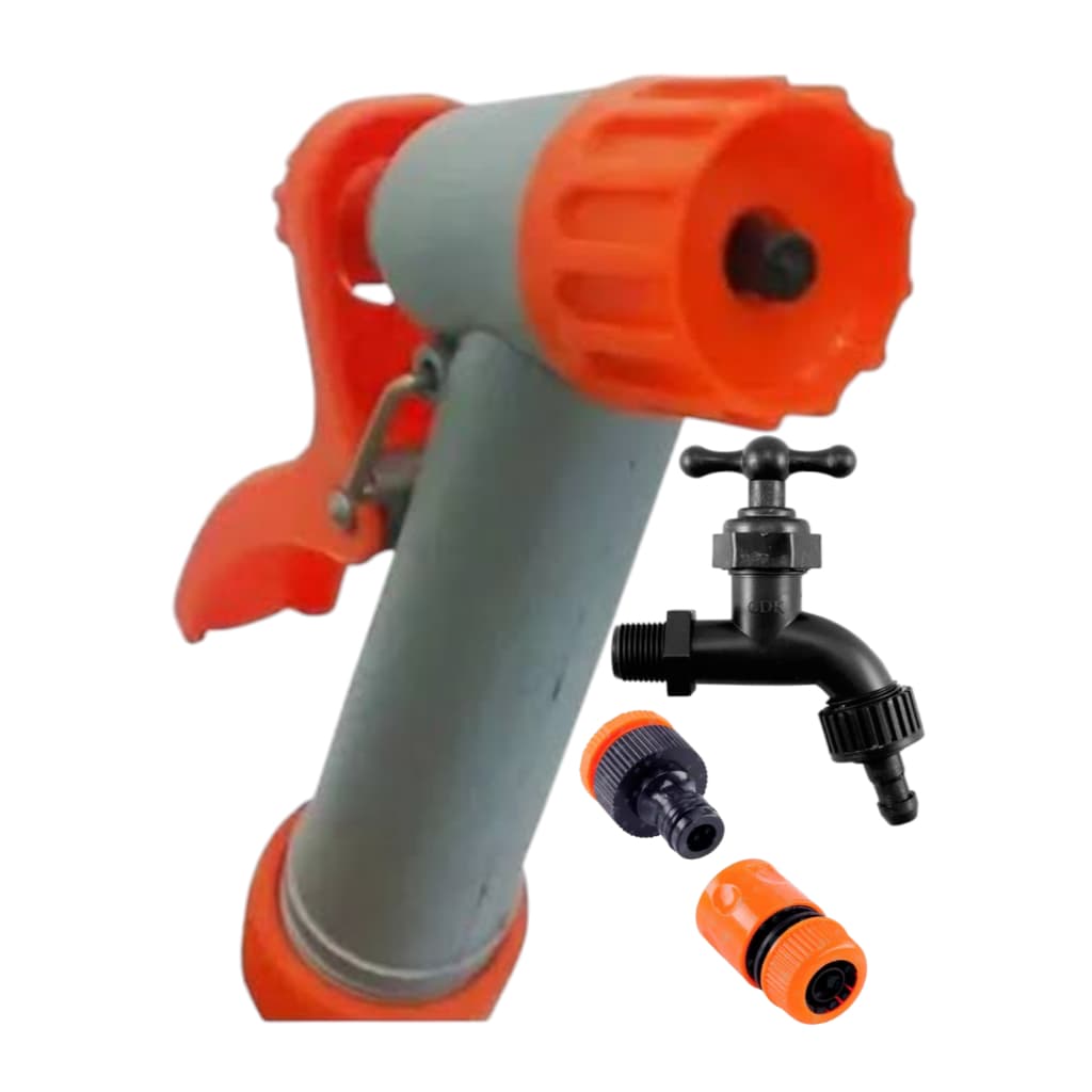 Kit Para Mangueiras de Jardim, em PVC, Com Engate Rápido, União de Mangueira, Esguicho PVC e Torneira PVC