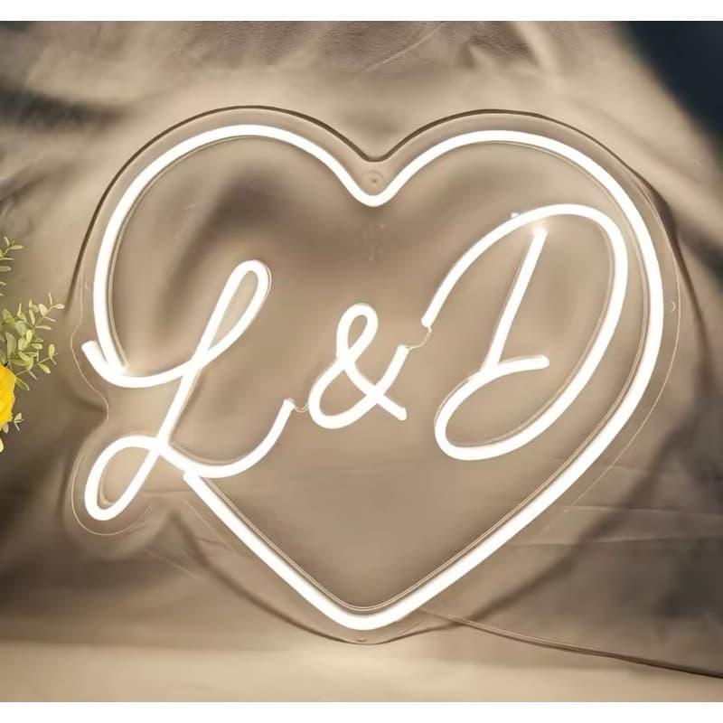 Luminária LED Neon Casamento varios tamanhos Redondo Coração Personalizado  Seu Nome Luz Parede Decoração Iluminação
