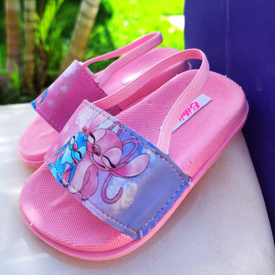 Chinelo Slide Infantil Menina Stitch Blogueirinha Bebe de Elástico