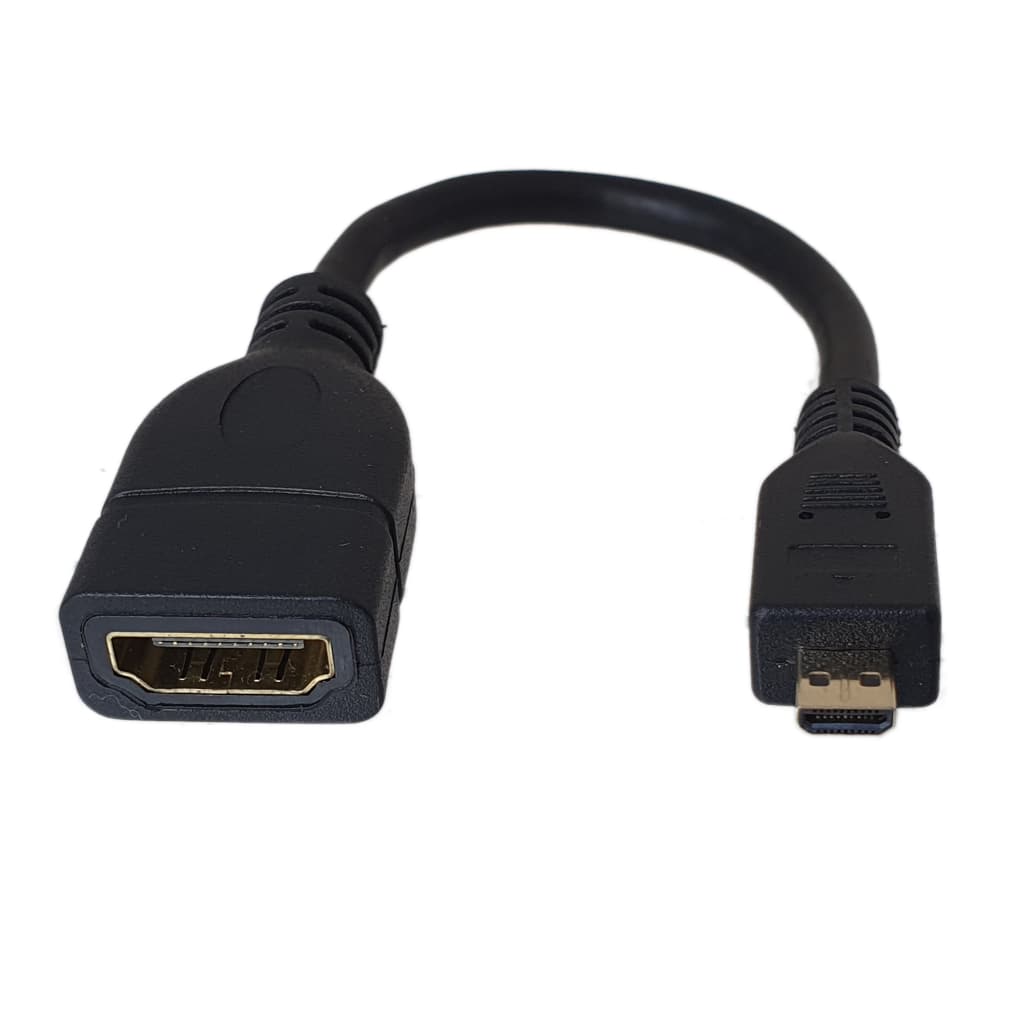 Conversor Adaptador De Saída Ou Entrada Micro Hdmi Para Hdmi fêmea com 30Cm.