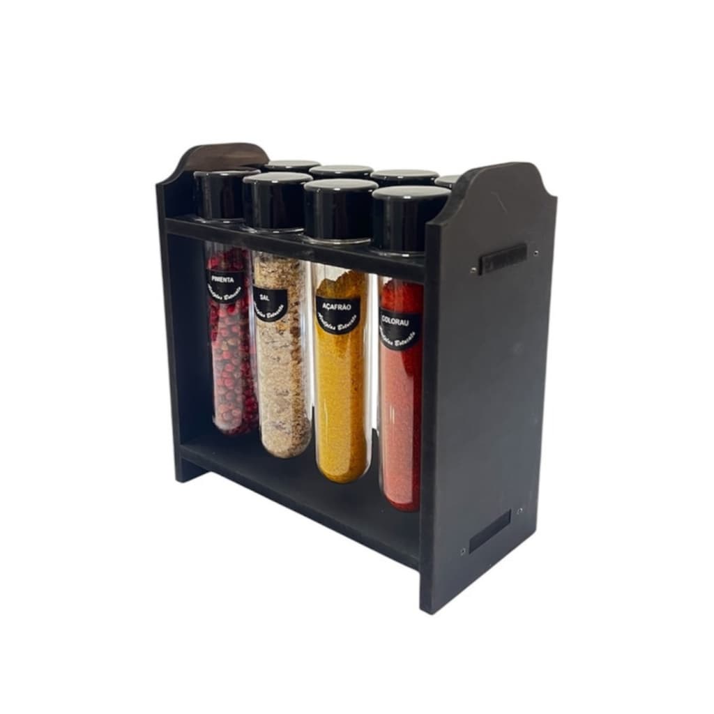 Porta temperos e porta condimentos com 8 potes + 20 etiquetas
