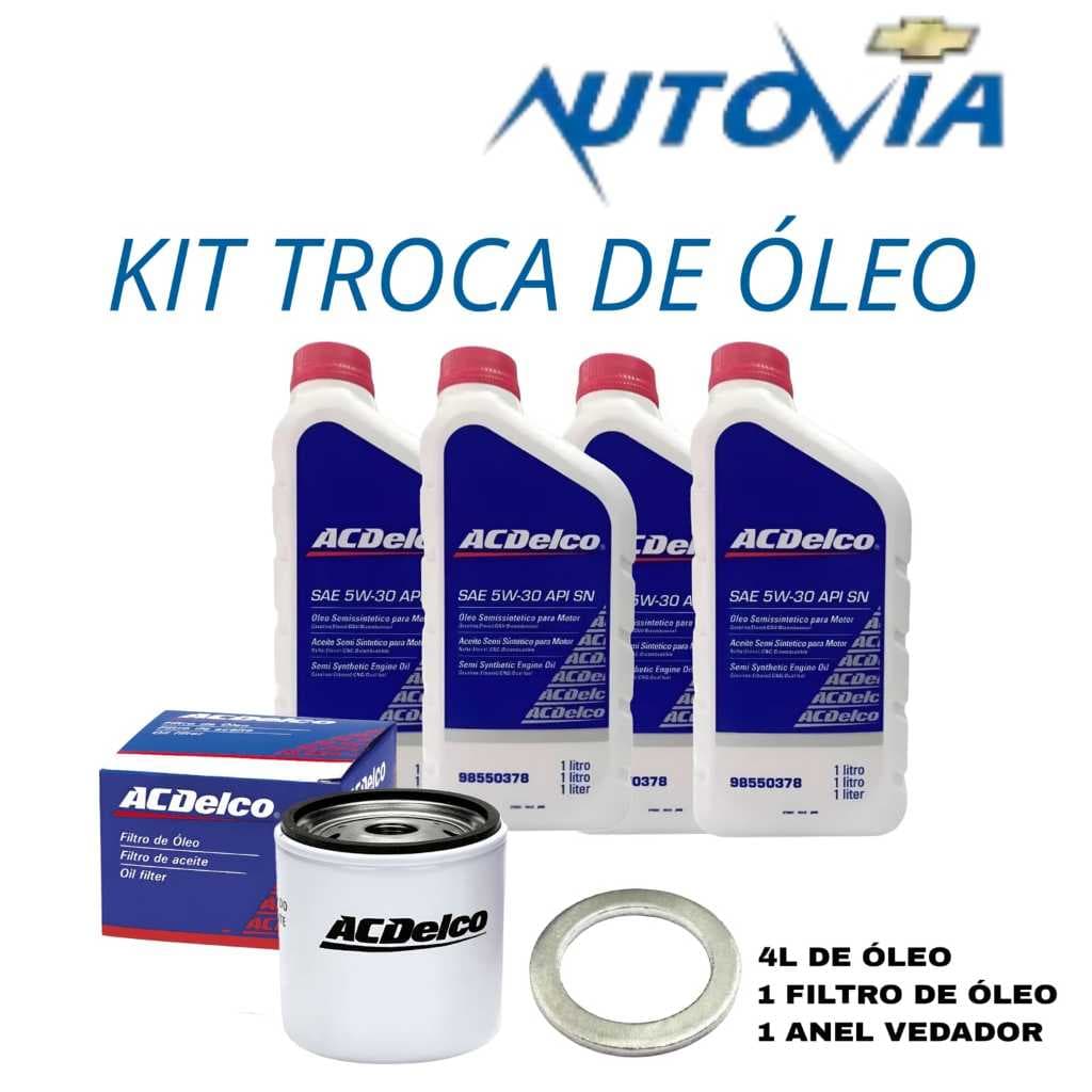 4l Óleo 5w30 + Filtro de óleo + anel vedador 14x20 - kit troca de óleo Corsa, Prisma, Meriva, Agile