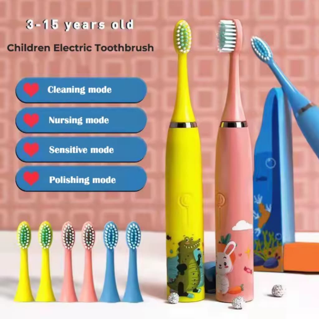 Escova Eletrica Infantil com  5 Refil Pilha Aa