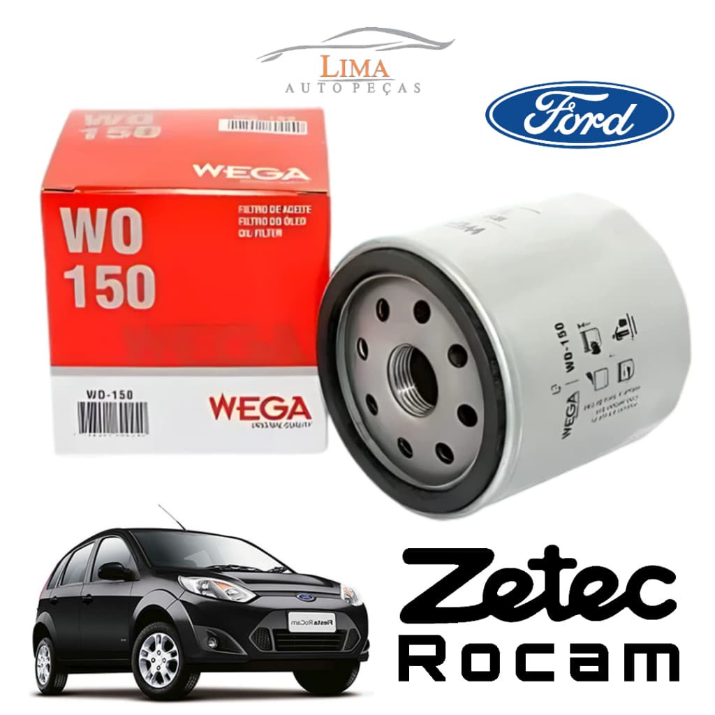 Filtro de Óleo Wega WO 150 - Fiesta/Ka/Ecosport/Courier - Motor Zetec Rocam