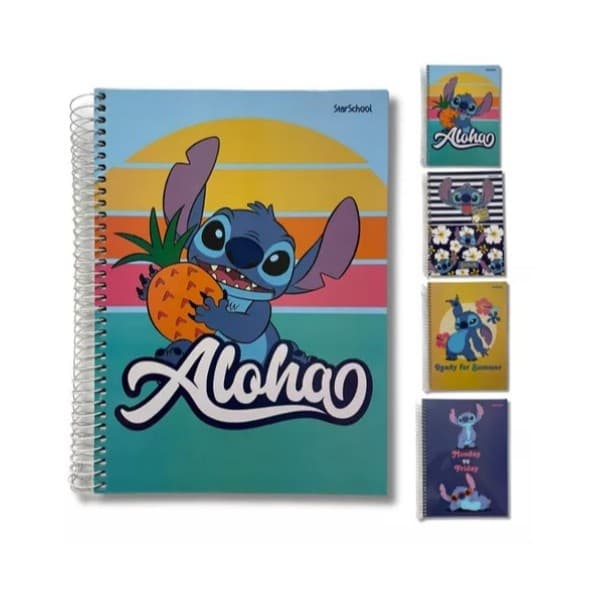 Caderno Espiral Universitario CD 1x1 80 fls Stitch Escola Faculdade Anotações