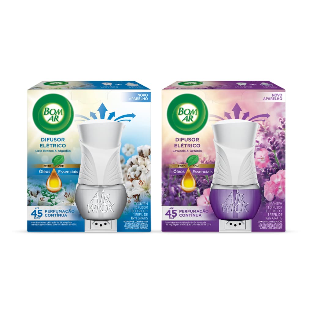 Bom Ar Difusor de Aromas Elétrico Aparelho + Refil 16 ml COMPLETO