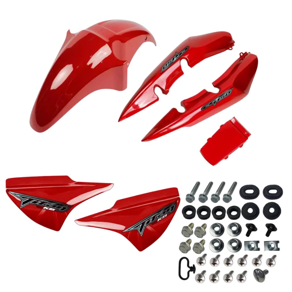 Kit Carenagem Titan 150 Vermelha 2004 2005 2006 2007 2008 + Adesivos e Parafusos