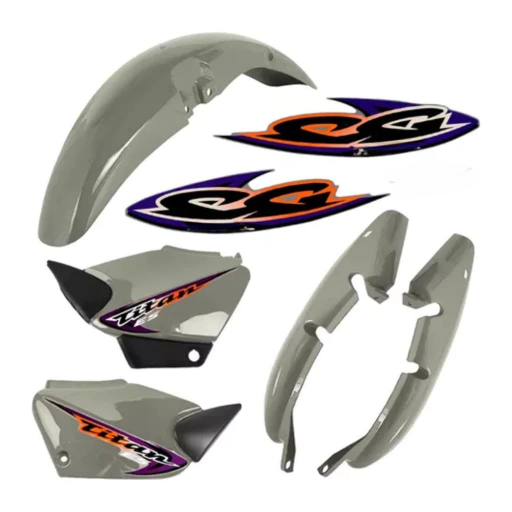 Kit Carenagem Cg Titan 125 Prata 2000 2001 2002 2003 + Adesivos