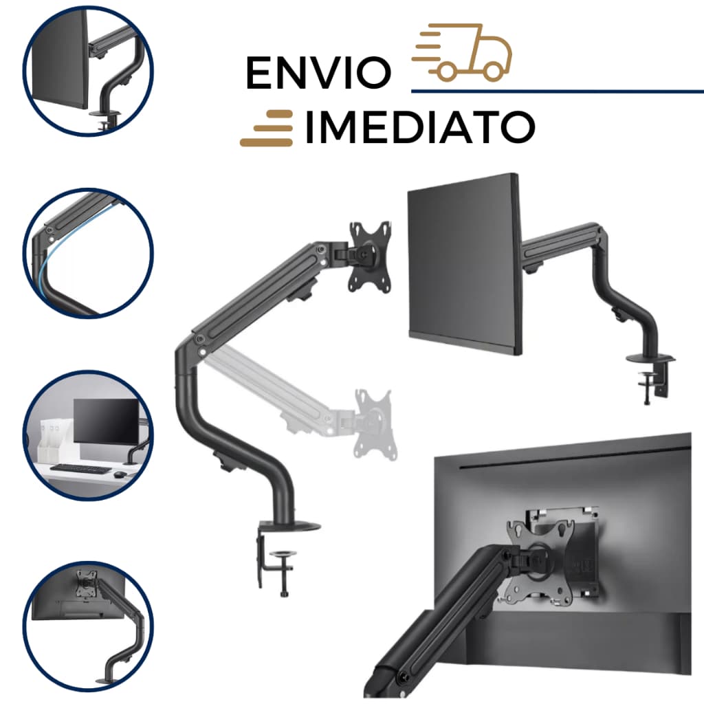 Suporte Esg-10 Para Monitor TV Articulado Com Gás Evolut Cor Preto