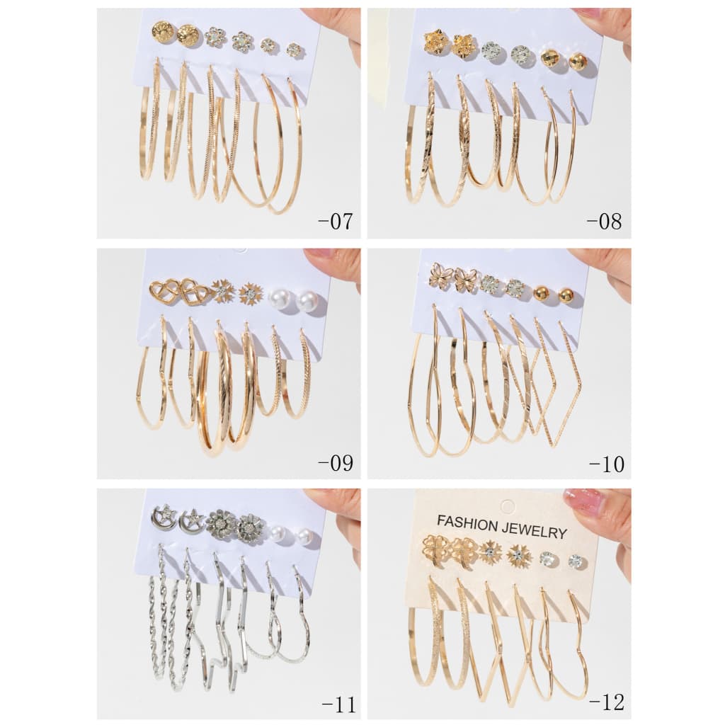Kit 6 Brinco De Argola Bolinha Feminino Tamanho Variado Dourada / Prata Metal Bijuteria