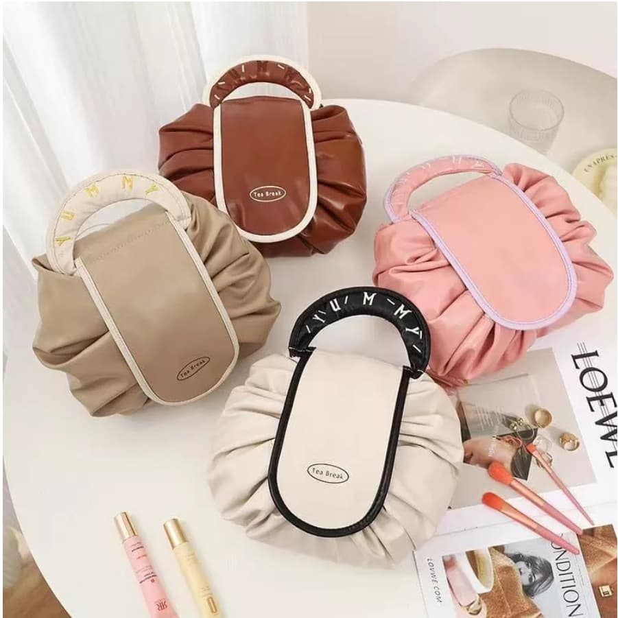 Necessaire Tipo Saco Organizadora Para Viagem e Maquiagem Dobrável com Cordão Portátil a Prova D´água