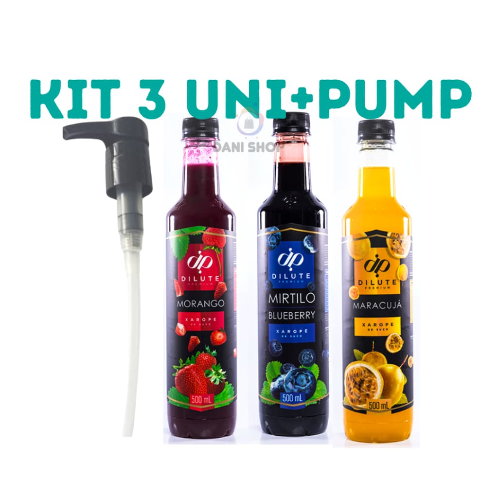 Kit 3 Xaropes Dilute para Drink Soda Italiana Gin + Pump