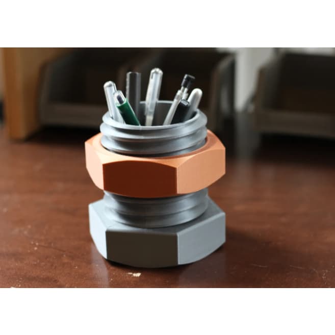 Porta Lapis Capsula Parafuso Decorativo Organizador de Mesa Impressao 3d