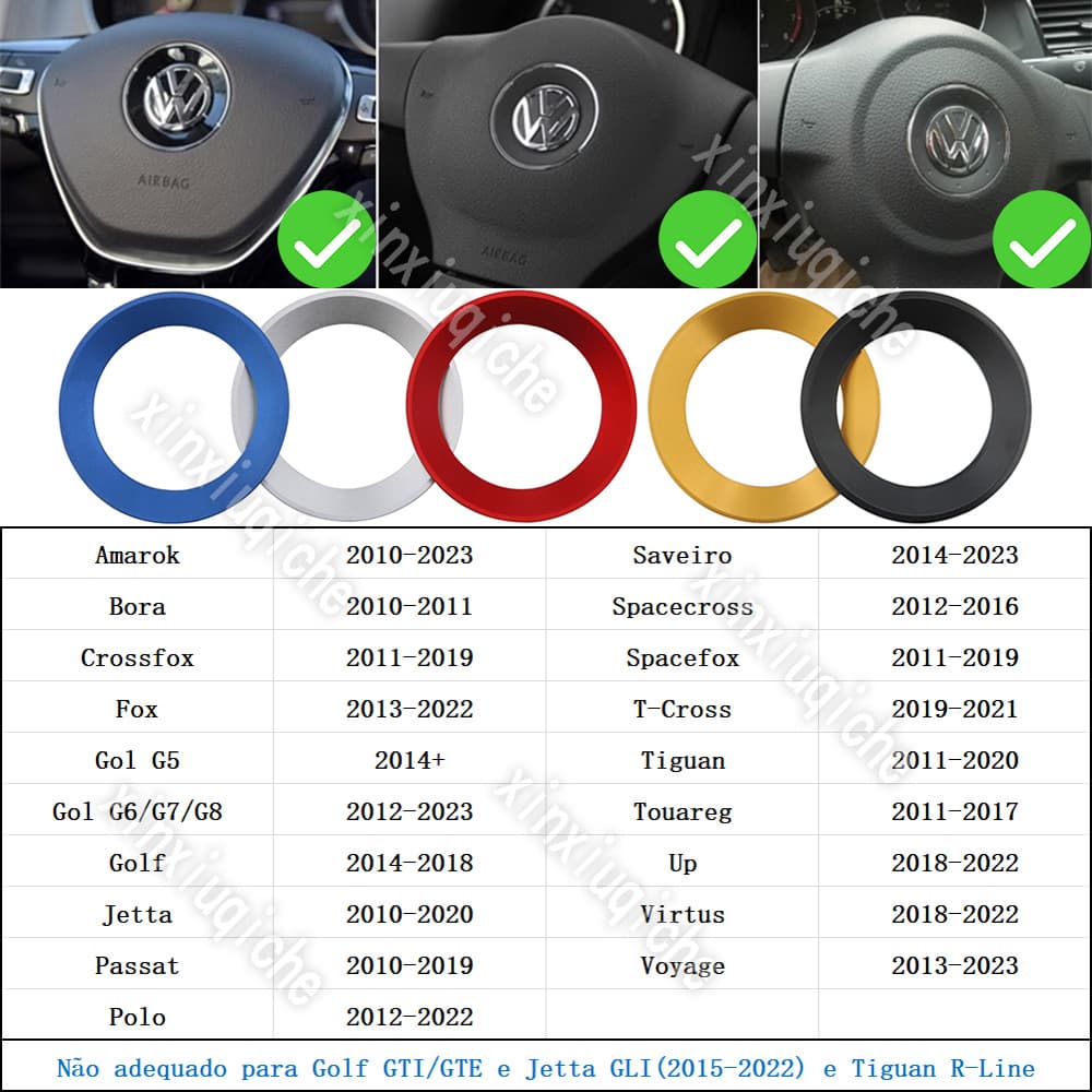 Emblema Centro do Volante VW Amarok Gol Jetta Golf Polo Nivus Saveiro T-Cross SpaceFox Virtus Up Fox