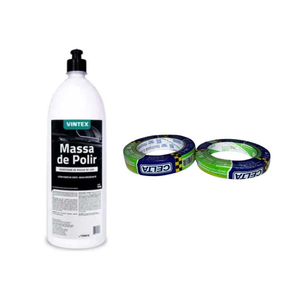 Massa De Polir Vintex Vonix 1,8kg Polimento Corte + Fita Automotiva