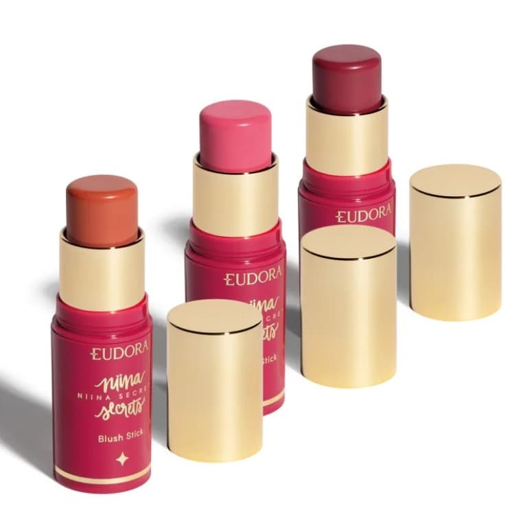 Combo Niina Secrets Stick Daily: Blush Rosa 5g + Blush Malva 5g + Blush Coral 5g LANÇAMENTO