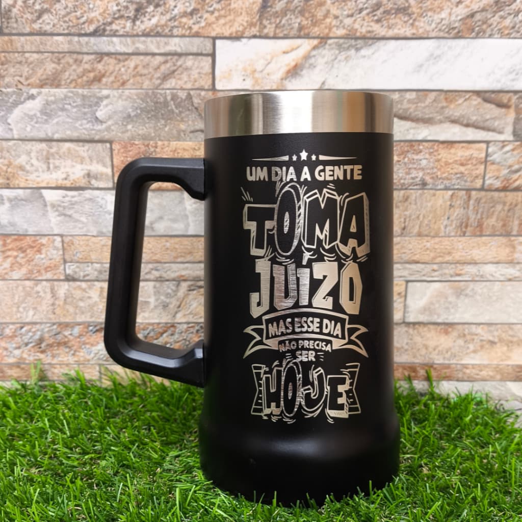Caneca Térmica DE CHOPP 709ML  PAREDE DUPLA PERSONALIZADO A LASER - COM O TEMA: FRASE UM DIA A GENT feita dos dois lados
