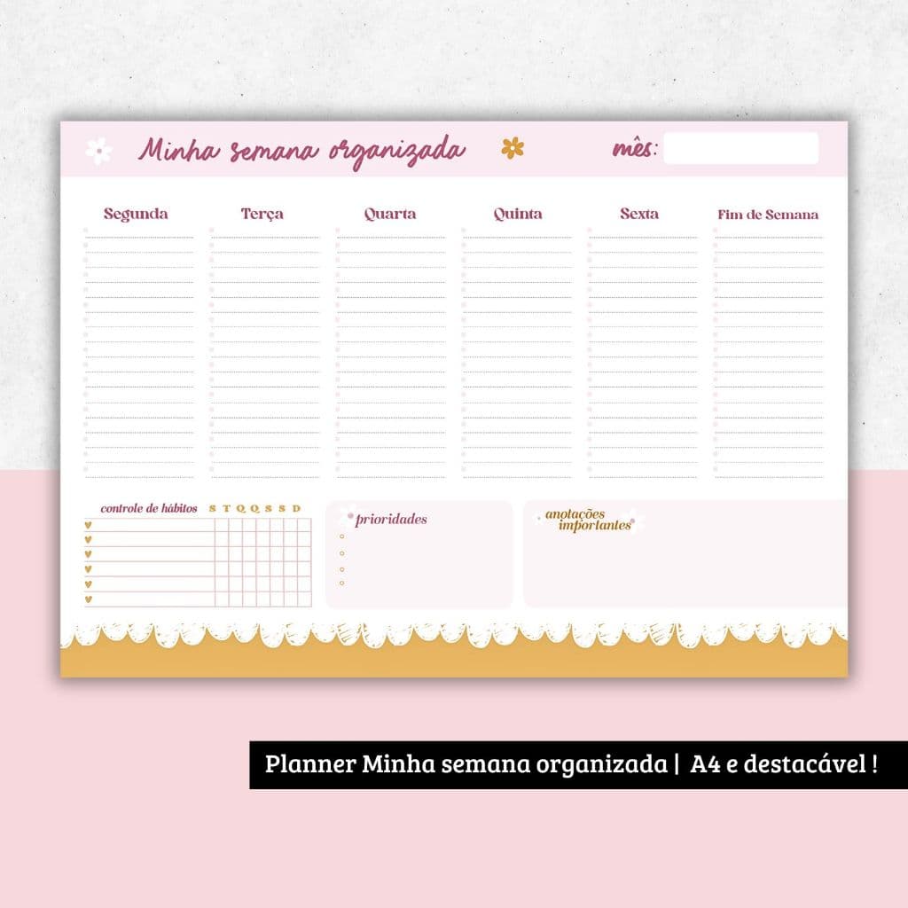 Planner Minha semana Organizada! 50 folhas