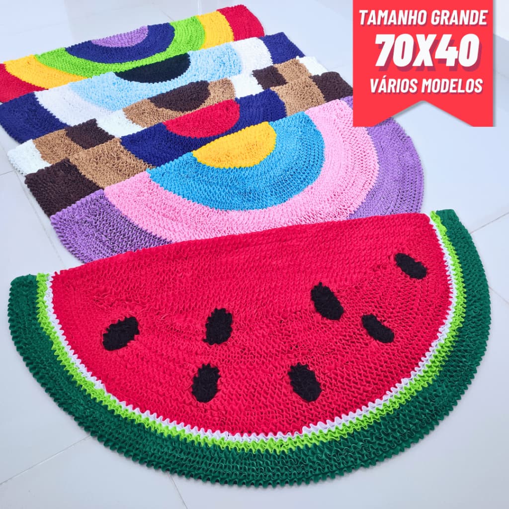 Tapete Porta Frufru Meia Lua Grande 70x40cm Antiderrapante Vários Modelos